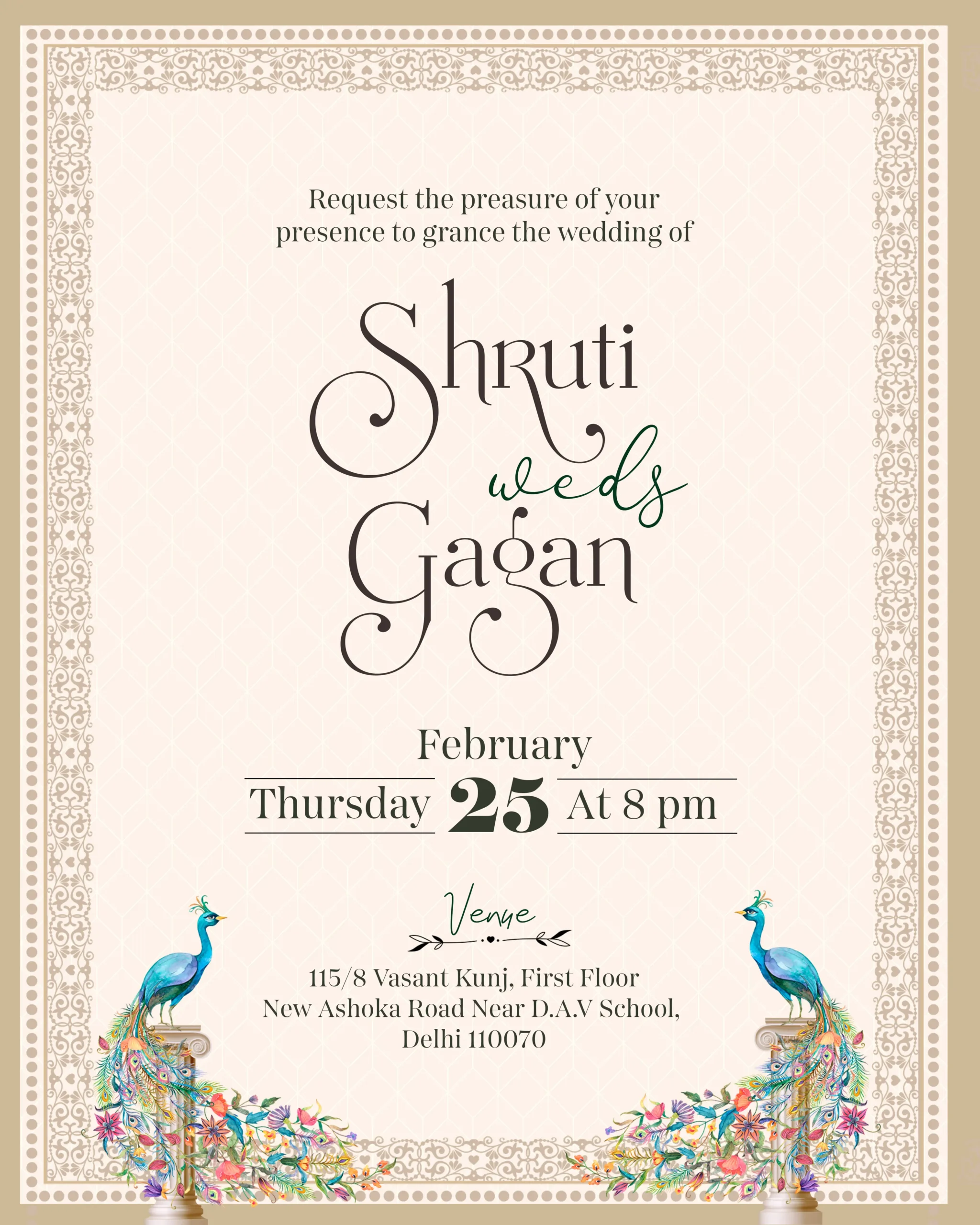 Indian Wedding Invitation Template With A Royal Theme invitations wedding