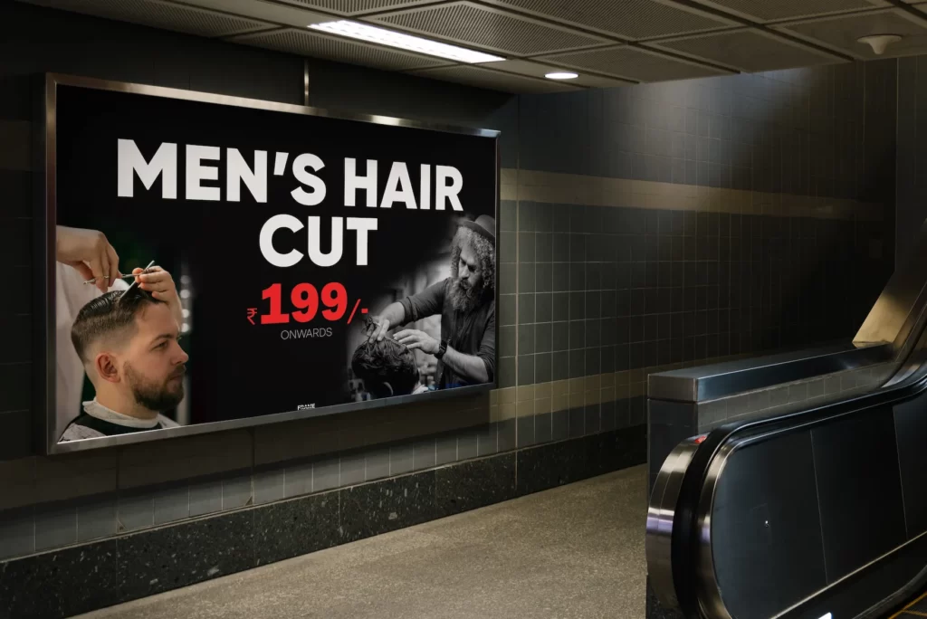 men cut hair bill board