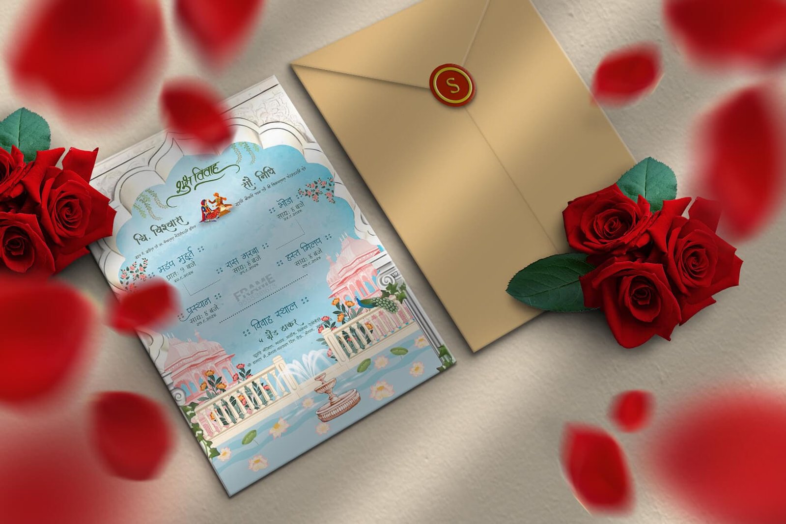 Indian Hindu Wedding Invitation Card Print