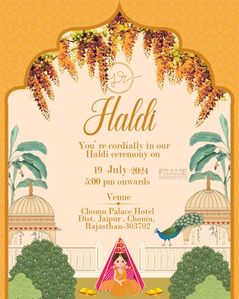 Mughal Haldi Reception Invitation card design