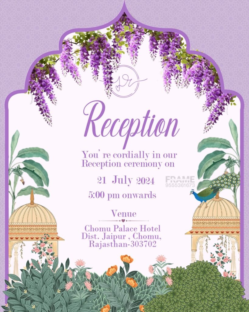 Mughal Reception Reception Invitation card design